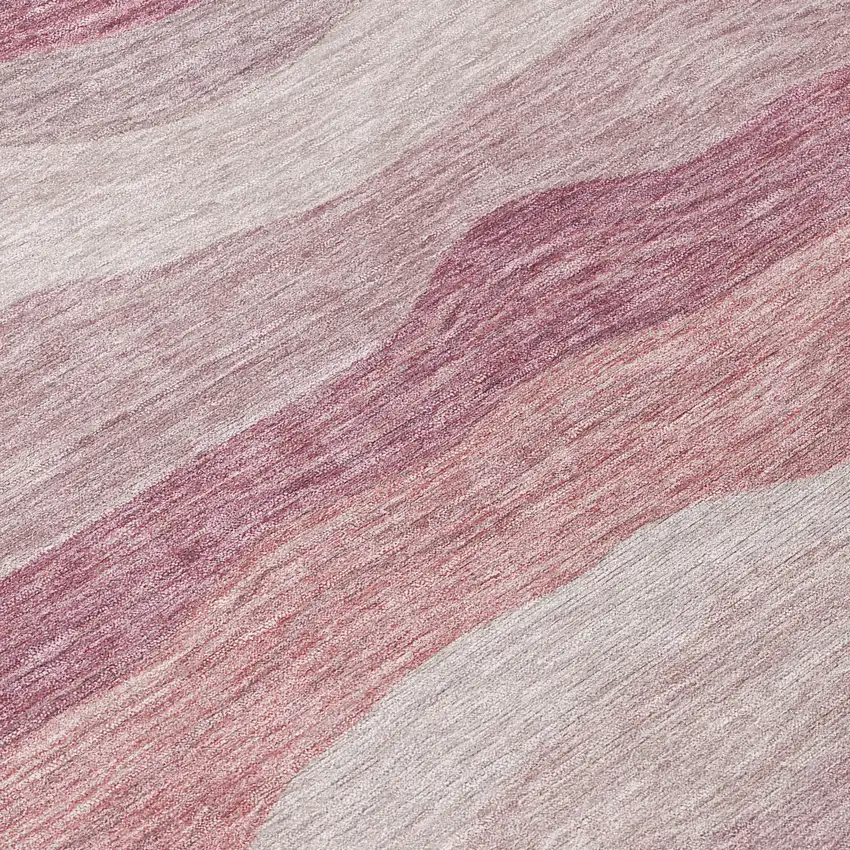 8' Salmon Peach And Beige Round Striped Washable Indoor Outdoor Area Rug Photo 9