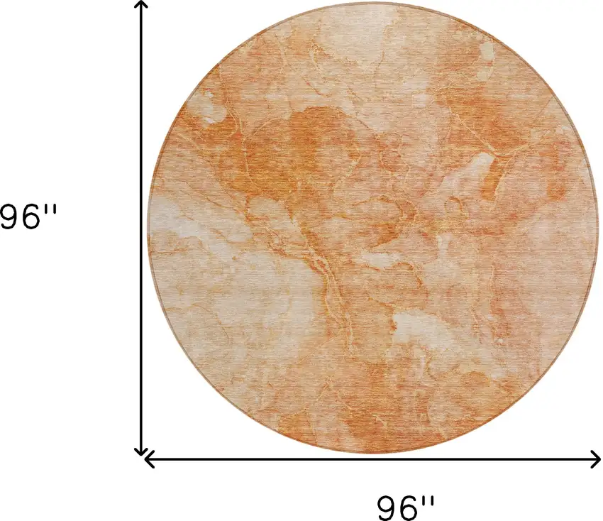 8' Salmon Peach And Ivory Round Nautical Washable Indoor Outdoor Area Rug Photo 3