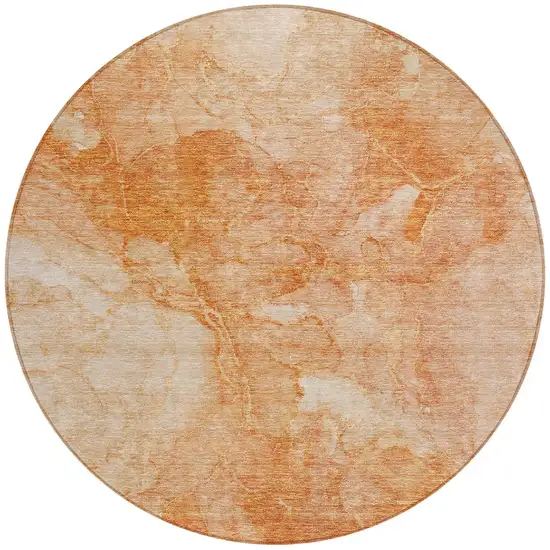 8' Salmon Peach And Ivory Round Nautical Washable Indoor Outdoor Area Rug Photo 6
