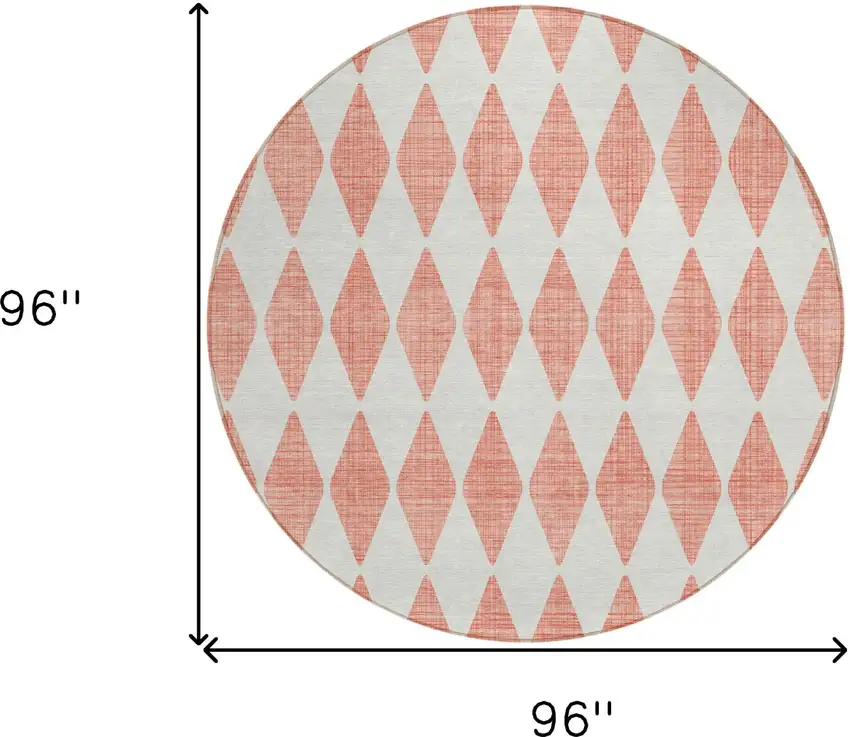 8' Salmon Round Geometric Washable Indoor Outdoor Area Rug Photo 3