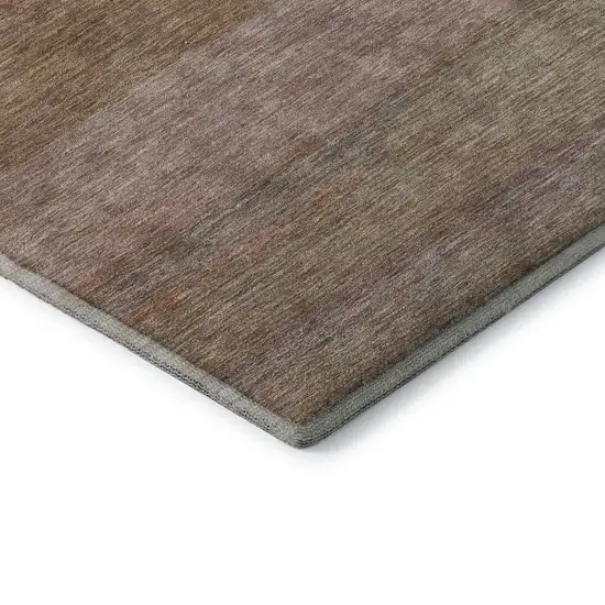 8' Salmon Rust And Gray Striped Washable Round Rug With UV Protection Photo 5