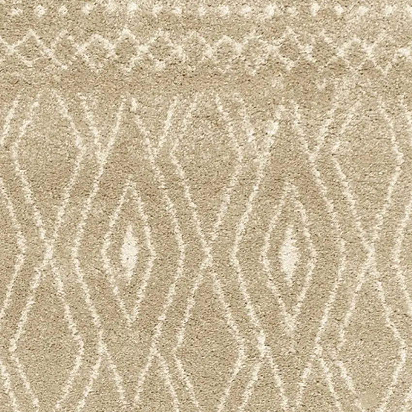 8' Sand And Ivory Geometric Power Loom Runner Rug Photo 7