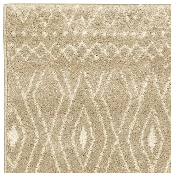 8' Sand And Ivory Geometric Power Loom Runner Rug Photo 8