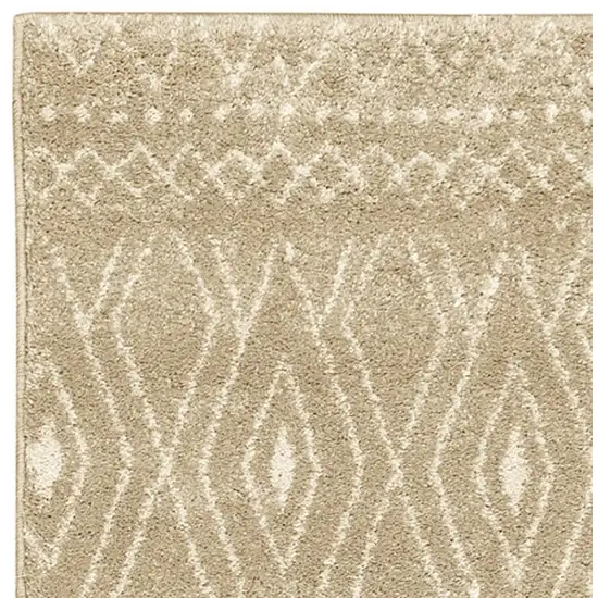 8' Sand And Ivory Geometric Power Loom Runner Rug Photo 9