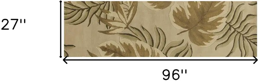 8' Sand Beige Wool Handmade Runner Rug Photo 4