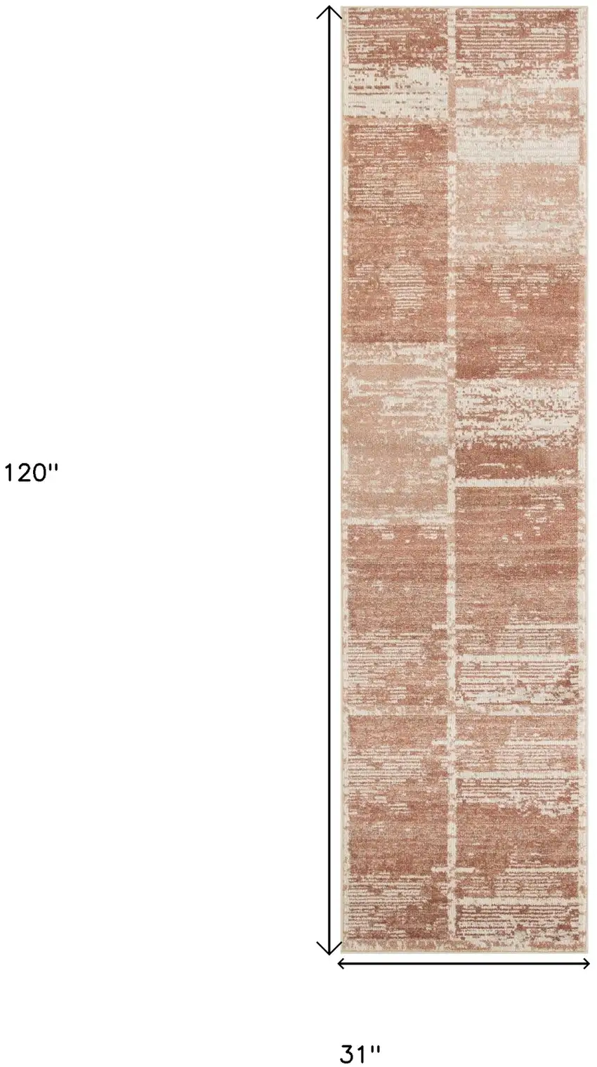 10' Sand Geometric Power Loom Runner Rug With Fringe Photo 7