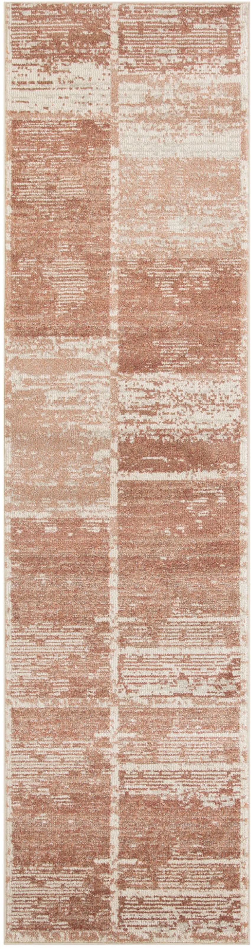 10' Sand Geometric Power Loom Runner Rug With Fringe Photo 1