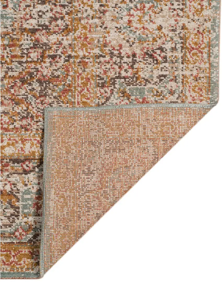 6' Sea Green Round Medallion Power Loom Area Rug With Fringe Photo 3
