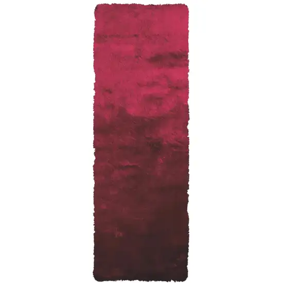6' Red And Purple Shag Hand Tufted Runner Rug Photo 2