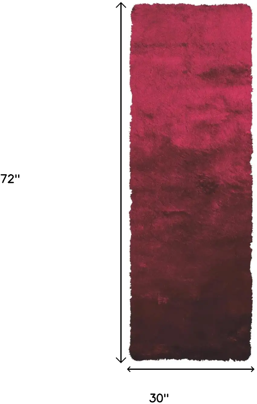 6' Merlot Shag Hand Tufted Runner Rug Photo 5