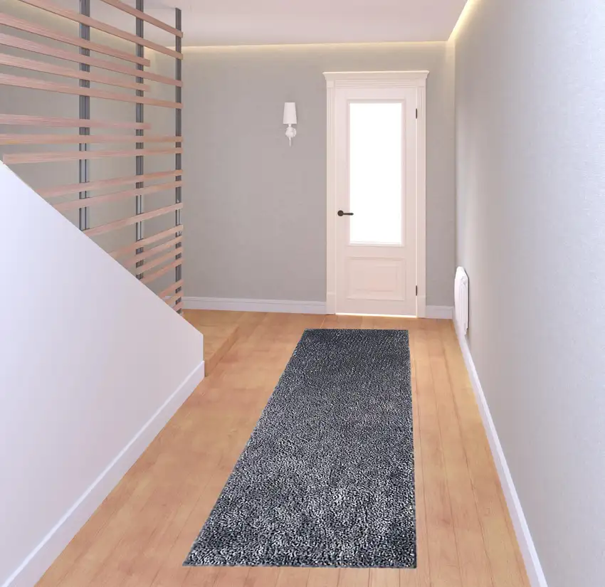 8' Shag Stain Resistant Runner Rug Photo 8
