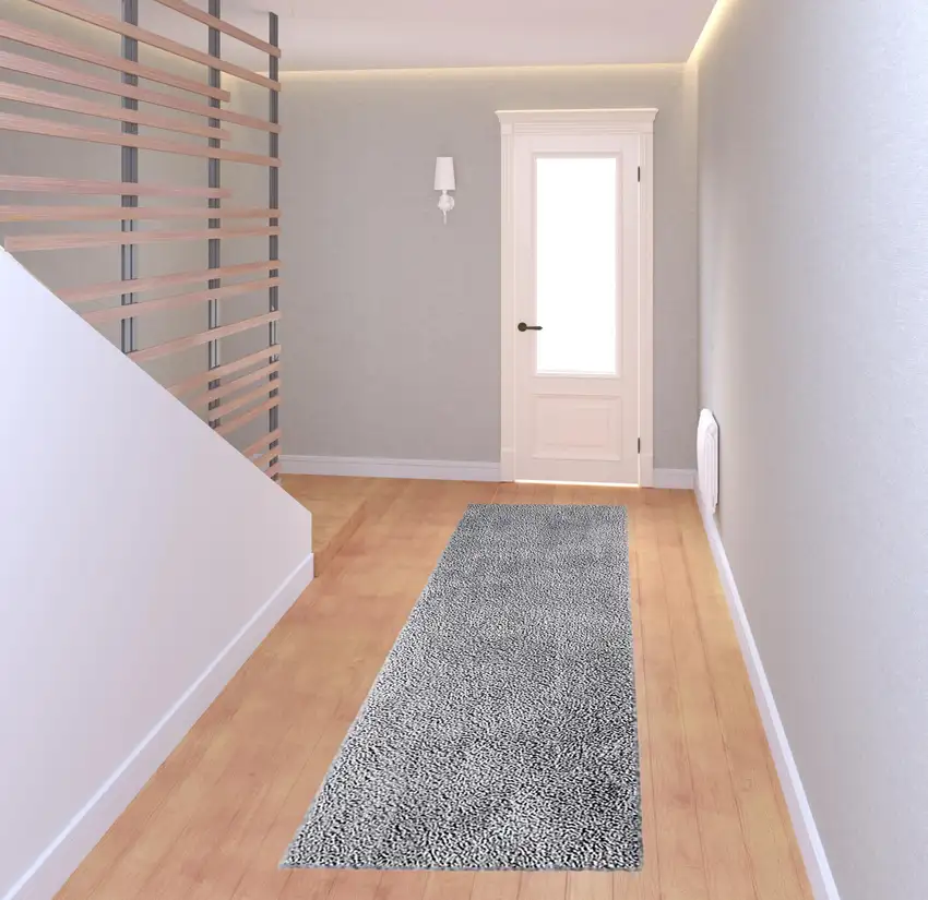 8' Shag Stain Resistant Runner Rug Photo 8