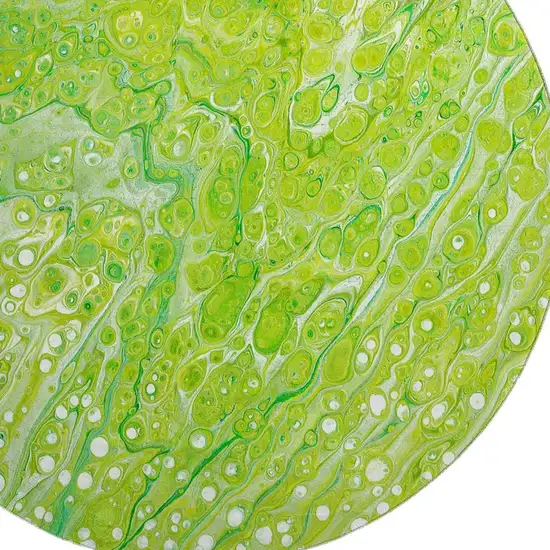 8' Shamrock Green And Ivory Round Abstract Washable Indoor Outdoor Area Rug Photo 6