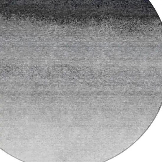 8' Silver And Black Round Ombre Washable Indoor Outdoor Area Rug Photo 8