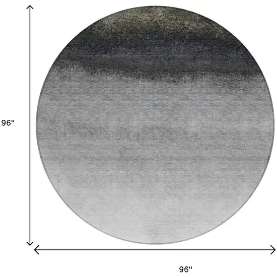8' Silver And Black Round Ombre Washable Indoor Outdoor Area Rug Photo 9