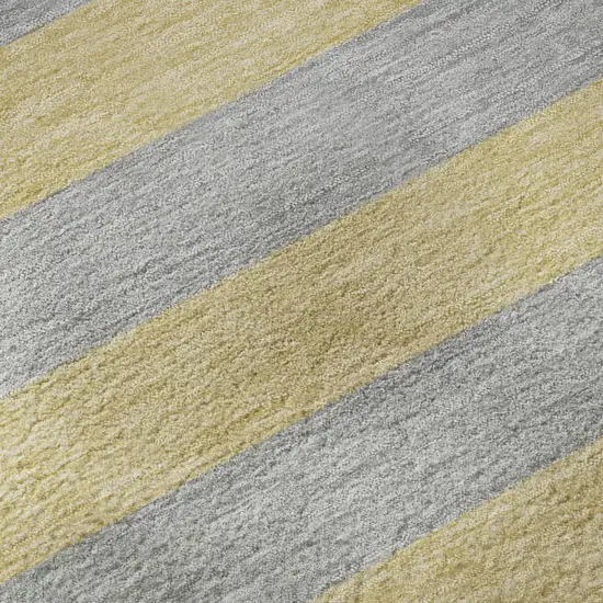 8' Silver And Gold Striped Washable Round Rug With UV Protection Photo 9