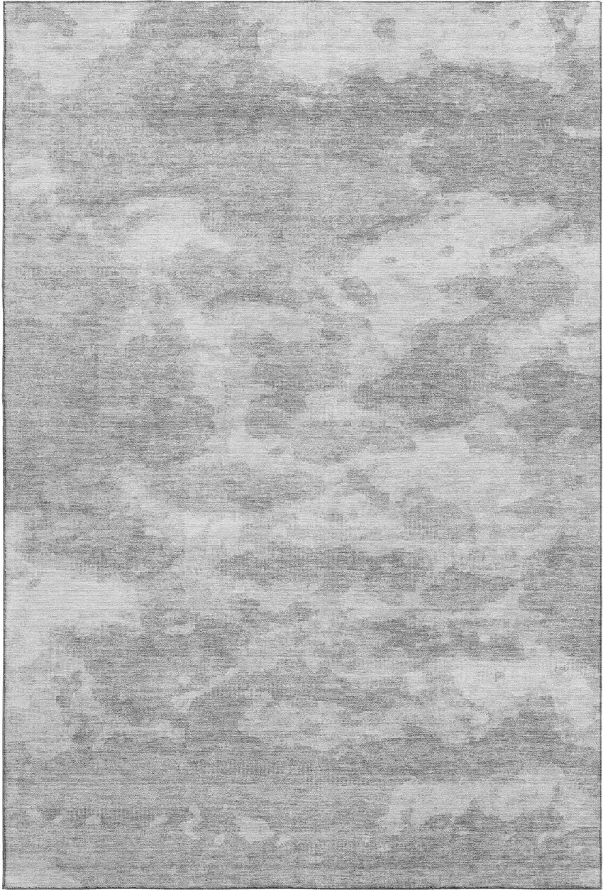 8' Silver And Gray Abstract Washable Area Rug With UV Protection Photo 1