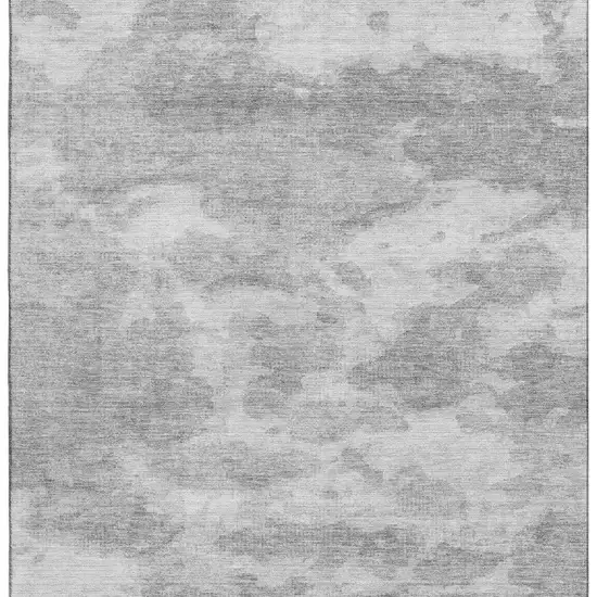 8' Silver And Gray Abstract Washable Area Rug With UV Protection Photo 3