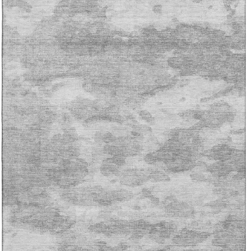 8' Silver And Gray Abstract Washable Area Rug With UV Protection Photo 3