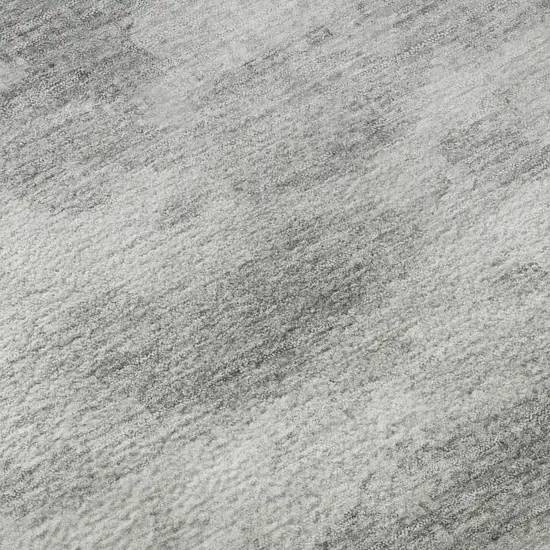 8' Silver And Gray Abstract Washable Area Rug With UV Protection Photo 9