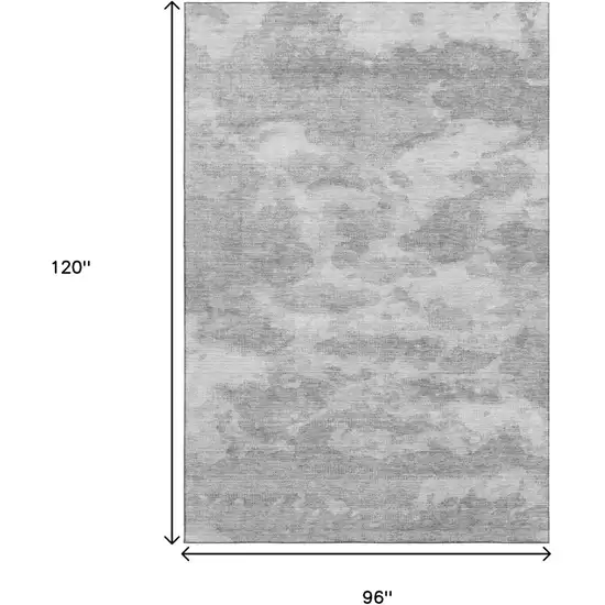 8' Silver And Gray Abstract Washable Area Rug With UV Protection Photo 6