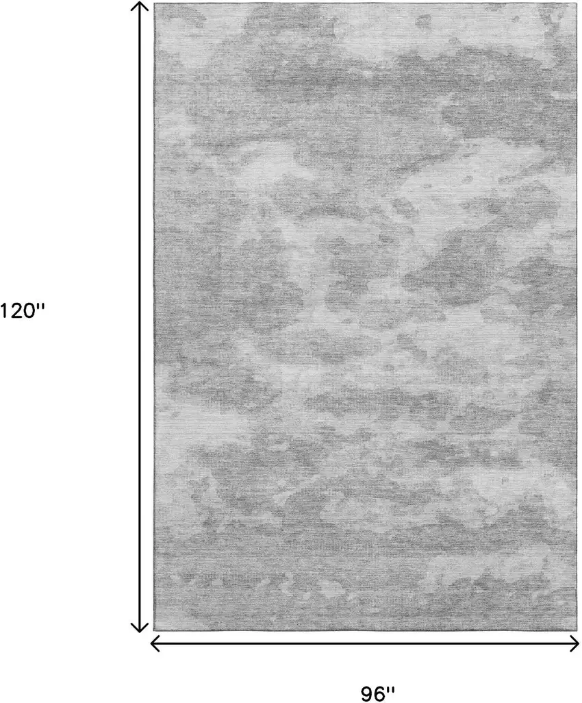 8' Silver And Gray Abstract Washable Area Rug With UV Protection Photo 6