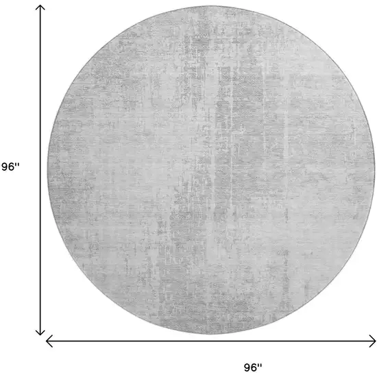 8' Silver And Gray Abstract Washable Round Rug With UV Protection Photo 3