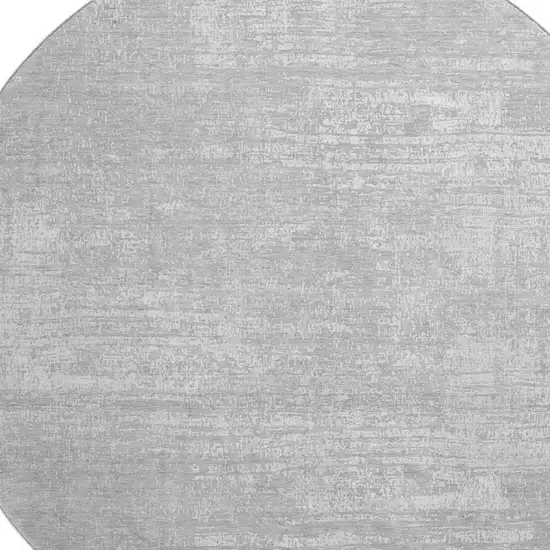 8' Silver And Gray Abstract Washable Round Rug With UV Protection Photo 3