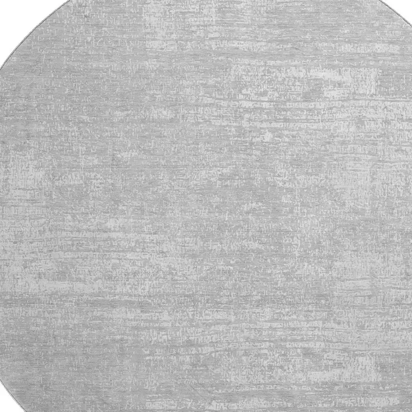8' Silver And Gray Abstract Washable Round Rug With UV Protection Photo 3