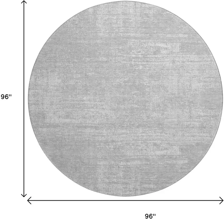 8' Silver And Gray Abstract Washable Round Rug With UV Protection Photo 3