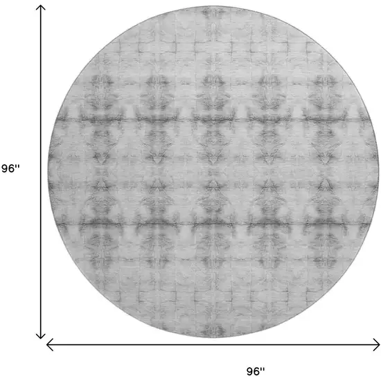 8' Silver And Gray Geometric Washable Round Rug With UV Protection Photo 3