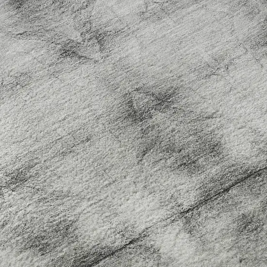 8' Silver And Gray Geometric Washable Round Rug With UV Protection Photo 9