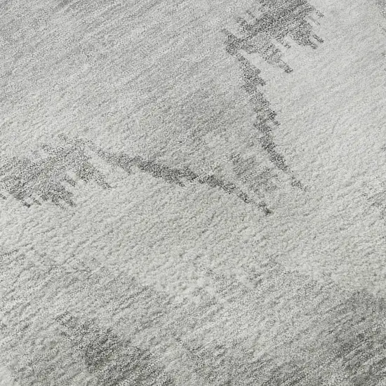 8' Silver And Gray Ikat Washable Round Rug With UV Protection Photo 9