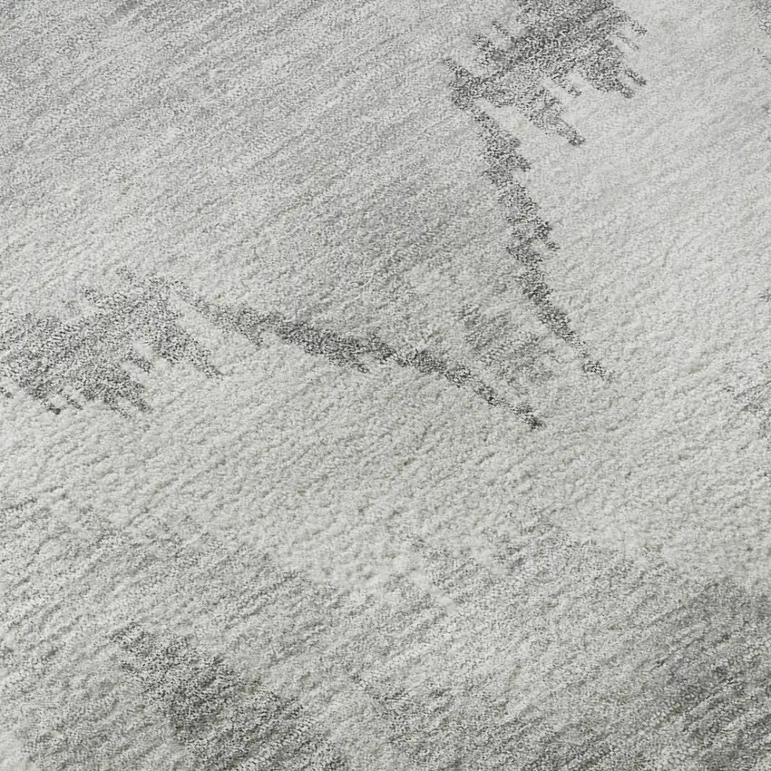 8' Silver And Gray Ikat Washable Round Rug With UV Protection Photo 9