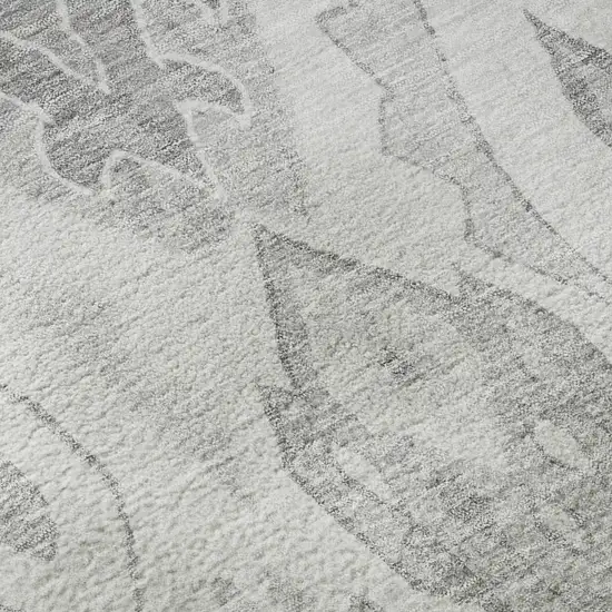 8' Silver And Gray Moroccan Washable Round Rug With UV Protection Photo 9