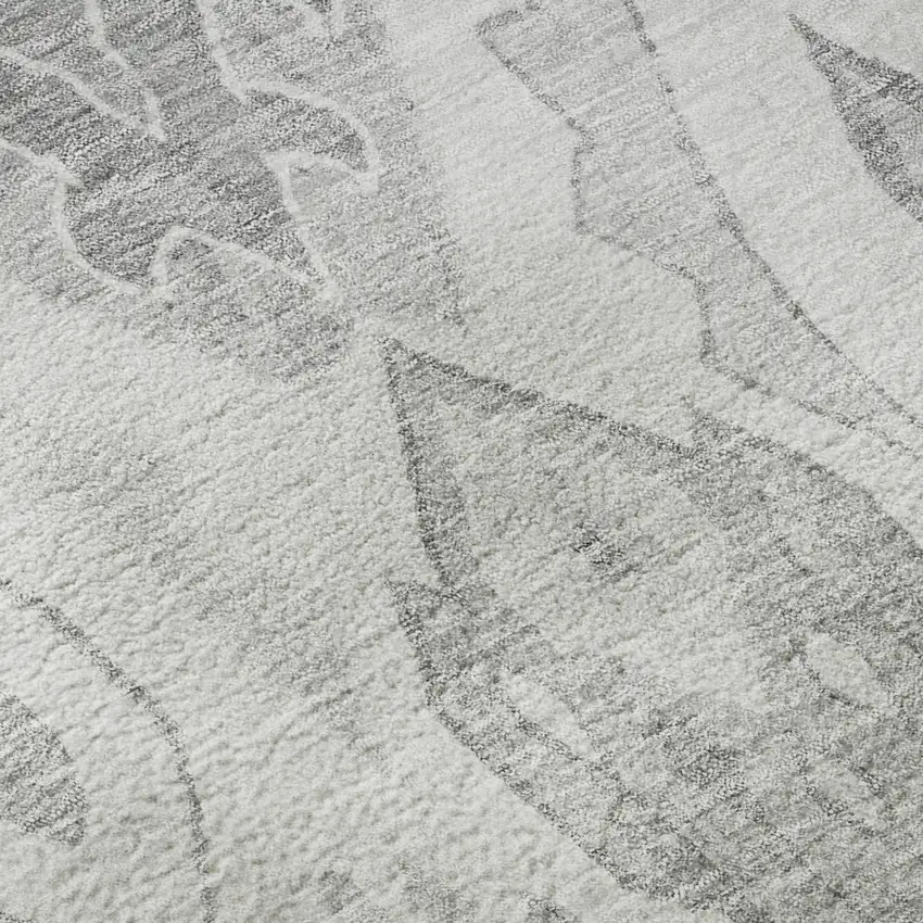 8' Silver And Gray Moroccan Washable Round Rug With UV Protection Photo 9