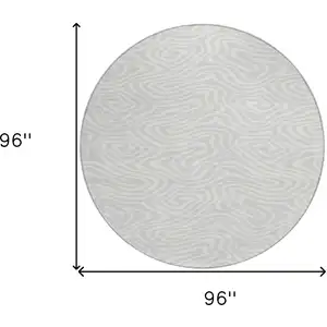 Photo of 8' Silver And Gray Round Abstract Washable Indoor Outdoor Area Rug