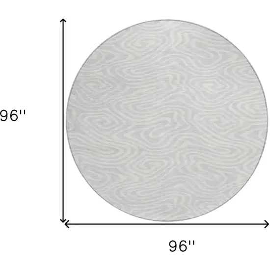 8' Silver And Gray Round Abstract Washable Indoor Outdoor Area Rug Photo 3