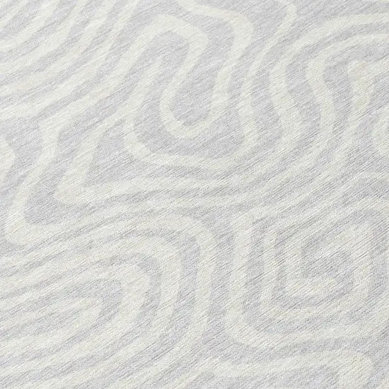 8' Silver And Gray Round Abstract Washable Indoor Outdoor Area Rug Photo 8