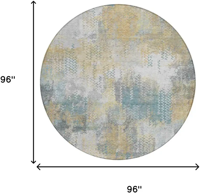 8' Silver And Gray Round Abstract Washable Indoor Outdoor Area Rug Photo 5