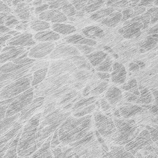 8' Silver And Gray Round Abstract Washable Indoor Outdoor Area Rug Photo 9