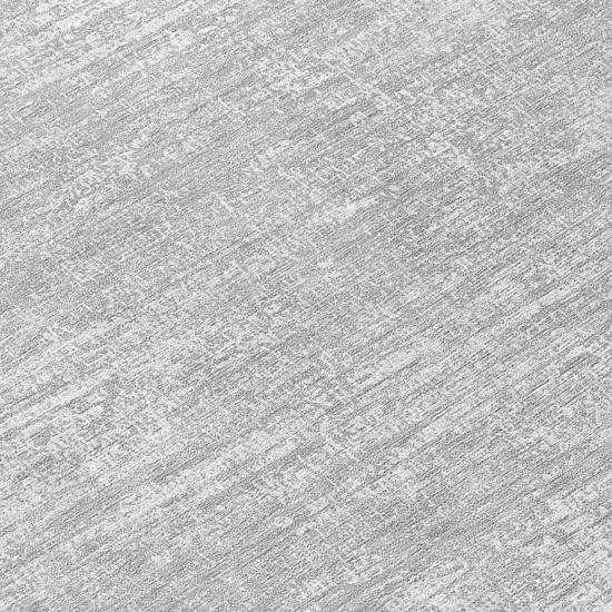 8' Silver And Gray Round Abstract Washable Indoor Outdoor Area Rug Photo 8