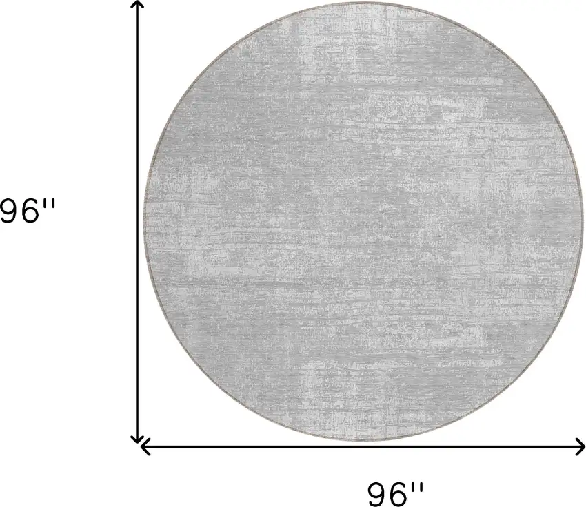 8' Silver And Gray Round Abstract Washable Indoor Outdoor Area Rug Photo 3