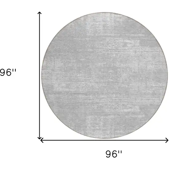 8' Silver And Gray Round Abstract Washable Indoor Outdoor Area Rug Photo 3
