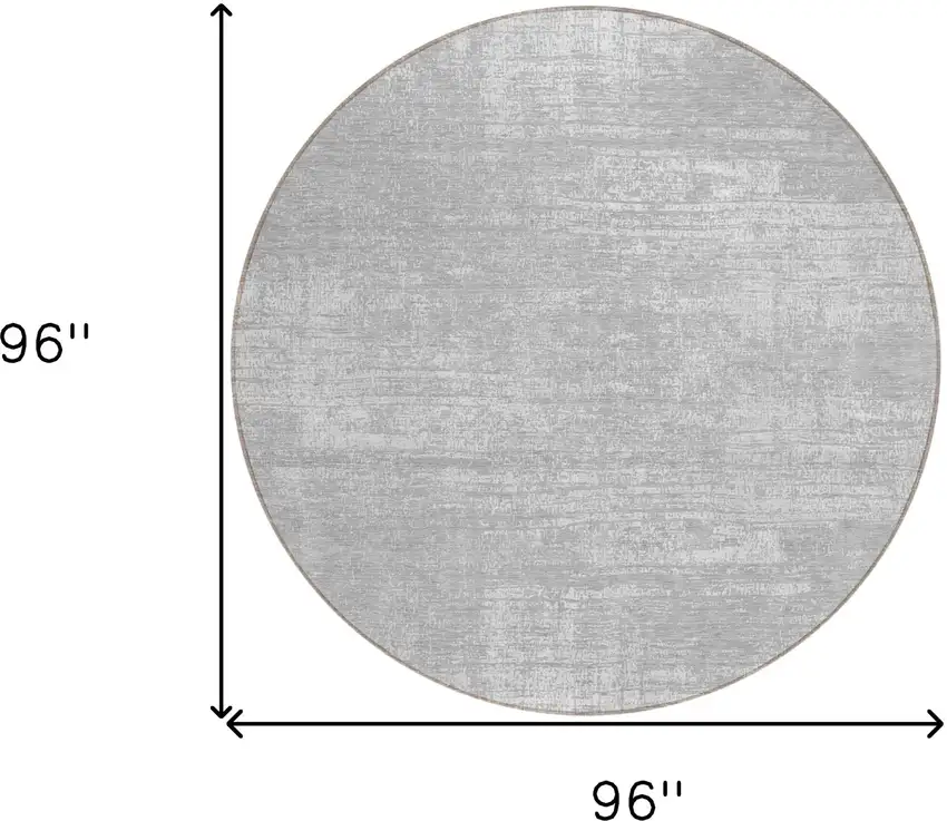 8' Silver And Gray Round Abstract Washable Indoor Outdoor Area Rug Photo 3