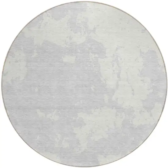 8' Silver And Gray Round Abstract Washable Indoor Outdoor Area Rug Photo 2
