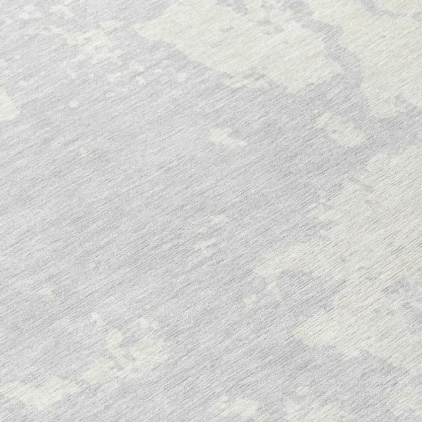 8' Silver And Gray Round Abstract Washable Indoor Outdoor Area Rug Photo 8