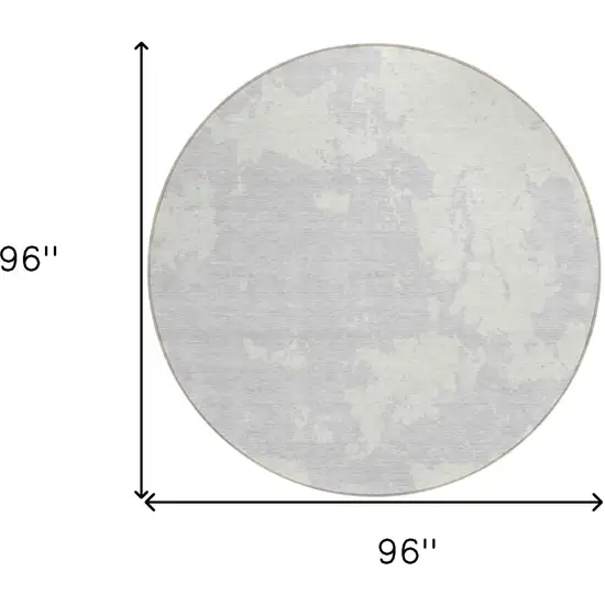8' Silver And Gray Round Abstract Washable Indoor Outdoor Area Rug Photo 3