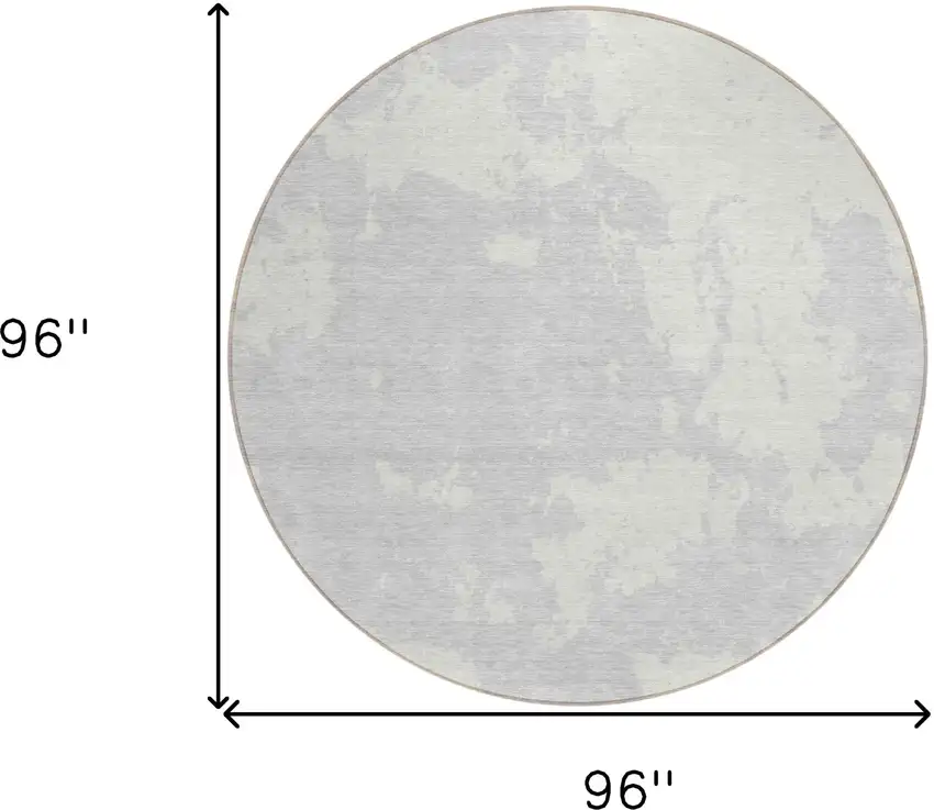8' Silver And Gray Round Abstract Washable Indoor Outdoor Area Rug Photo 3