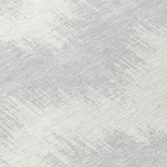 8' Silver And Gray Round Chevron Washable Indoor Outdoor Area Rug Photo 8